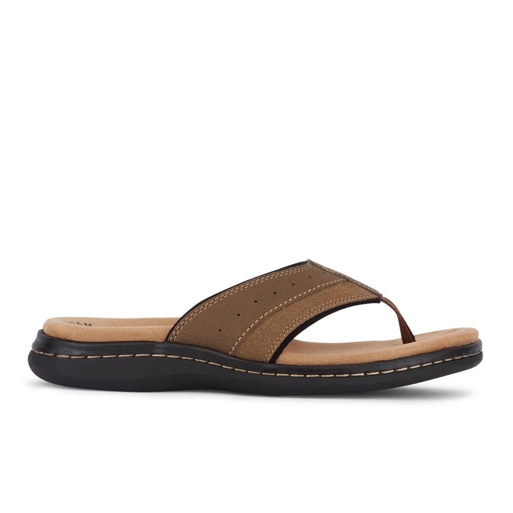 Dockers Mens Laguna Flip Flop Sandal Brown Memory Foam Comfort Size 8